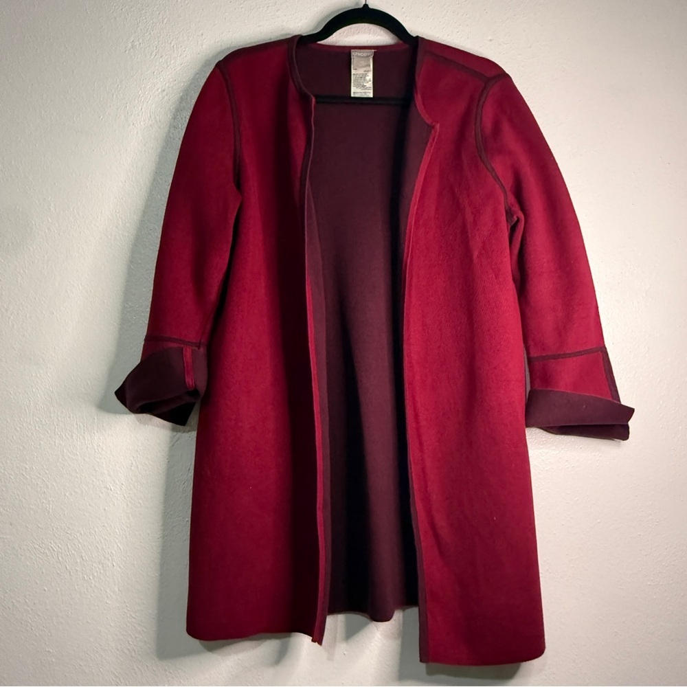 Chico's Plum Open-Front Reversible Cardigan Jacket. Sz 2P. 12P/Large. - Picture 3 of 8